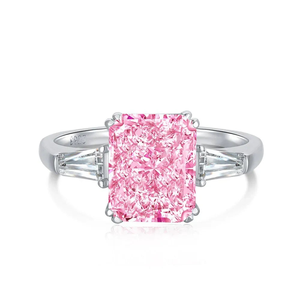 Bague en argent sterling, or rose et diamants roses