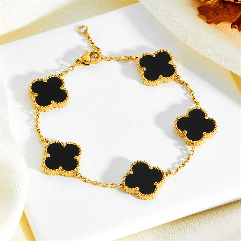 Sterling Silver Clover Laser Bracelet