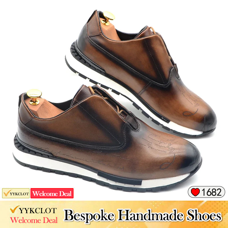 Chaussures décontractées pour hommes style britannique baskets en cuir à semelle épaisse