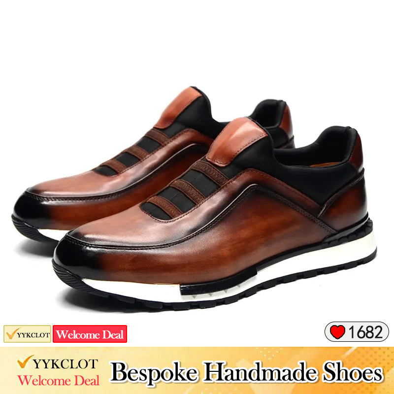 Chaussures décontractées pour hommes style britannique baskets en cuir à semelle épaisse