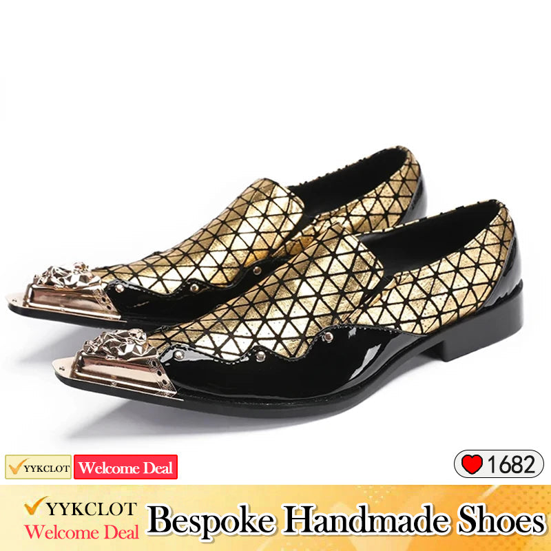 Scarpe eleganti da uomo con punta, colorate e con paillettes, di lusso