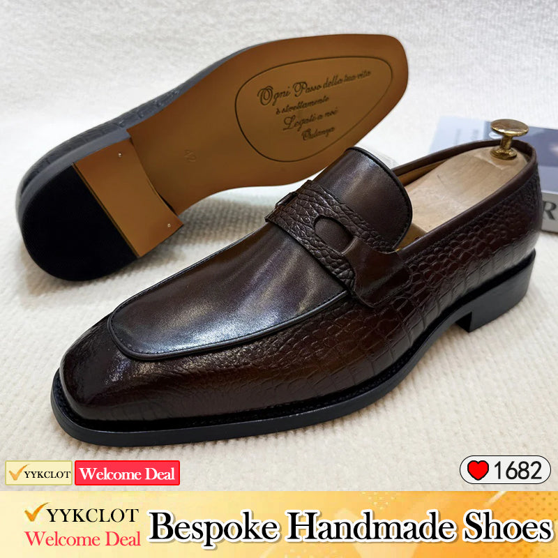 Brown Leather Loafers Business Dress Fashion Leather Shoes