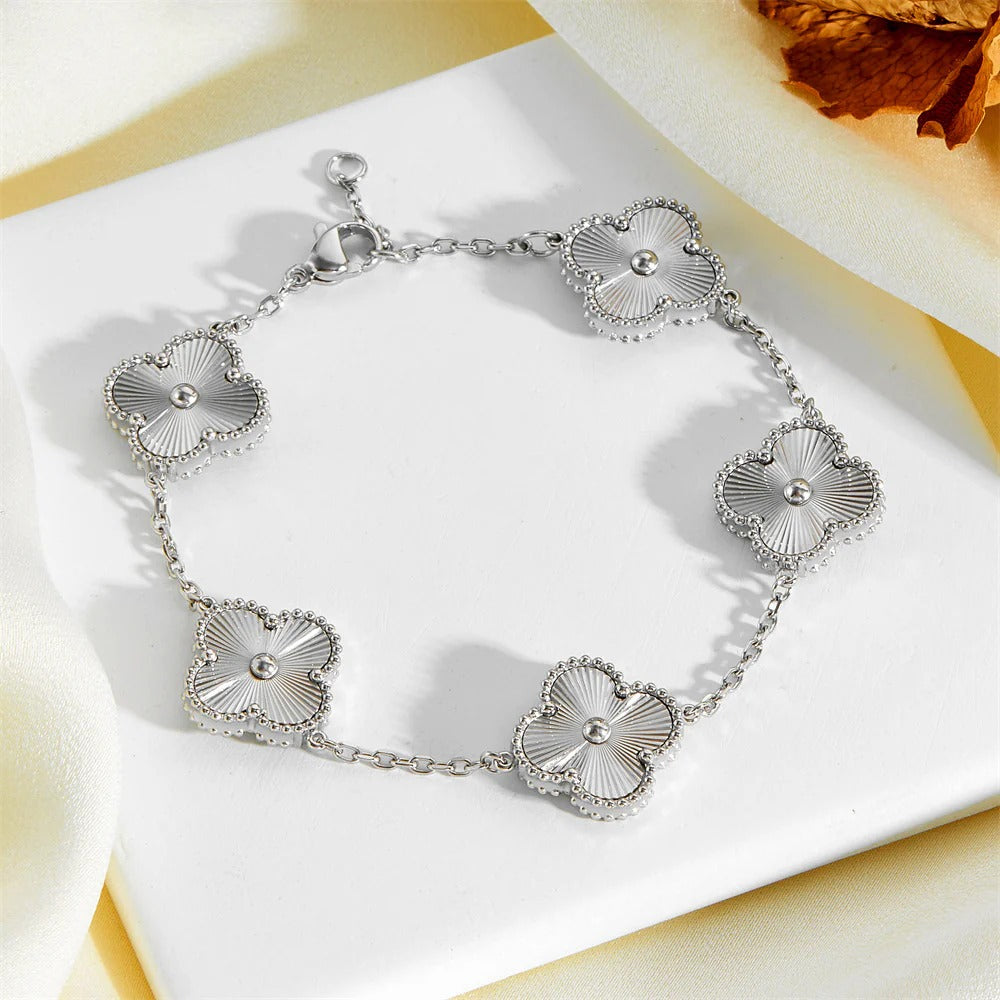 Sterling Silver Clover Laser Bracelet