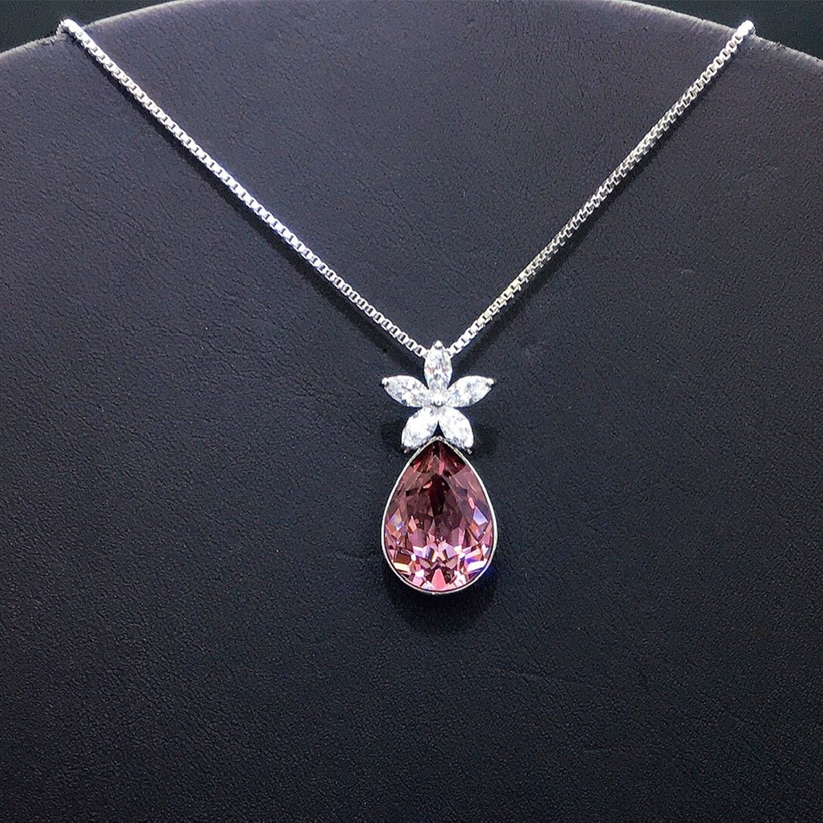 Austrian Crystal Flower Water Drop Pendant