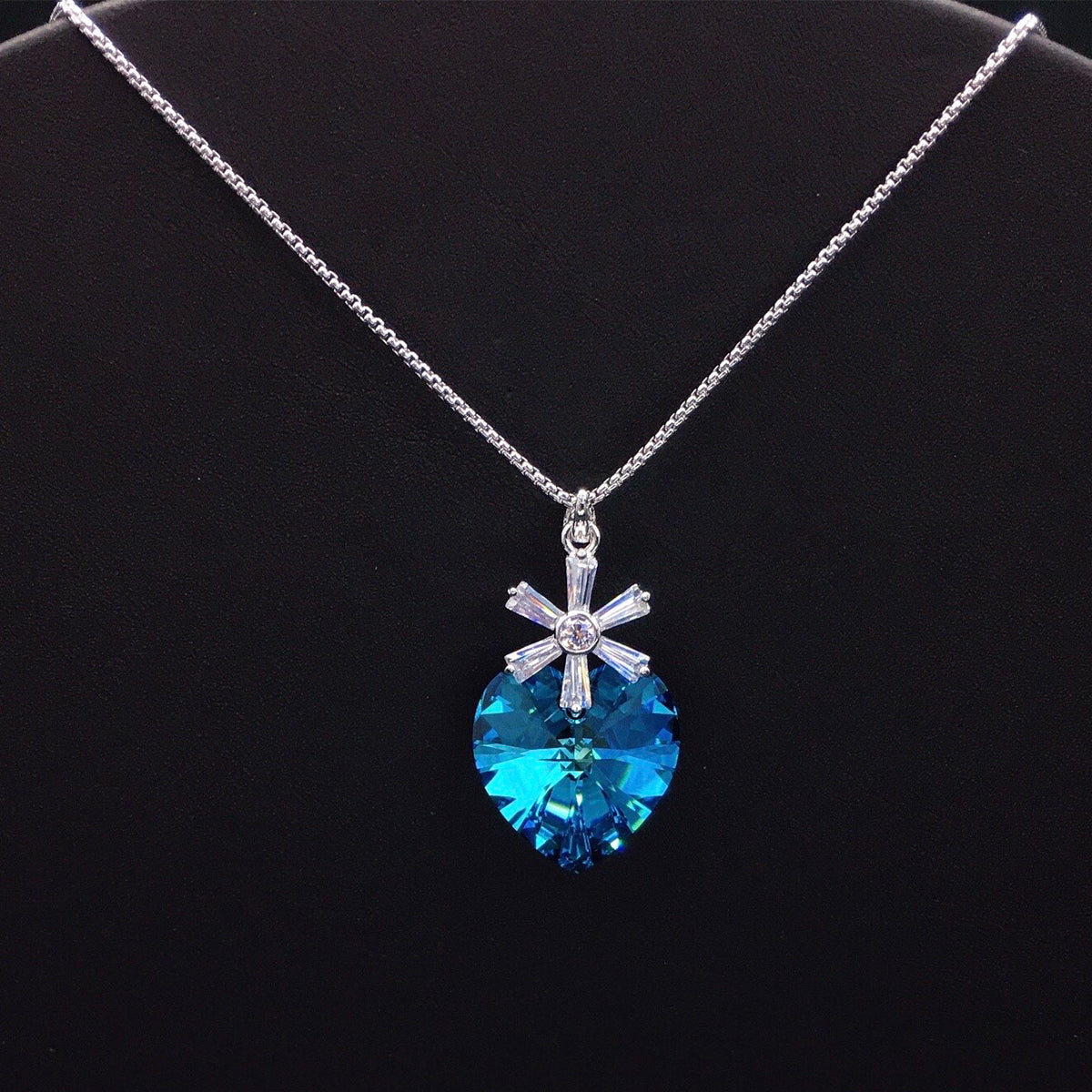 Minimalist Austrian Crystal Flower Love Pendant