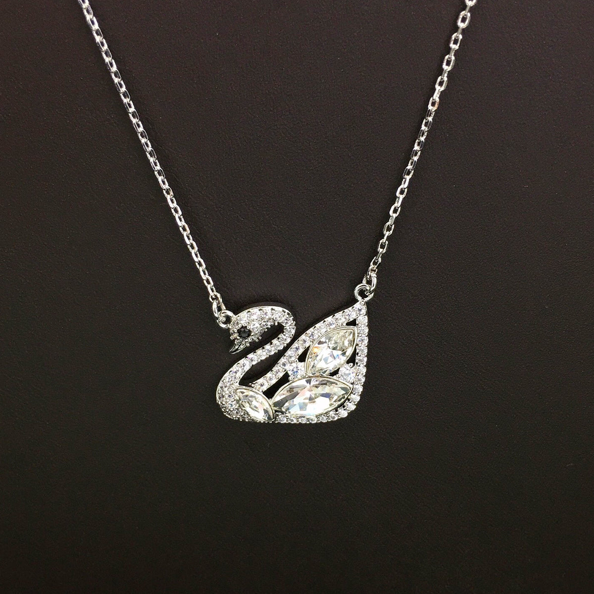 Classic White Swan Austrian Crystal Pendant