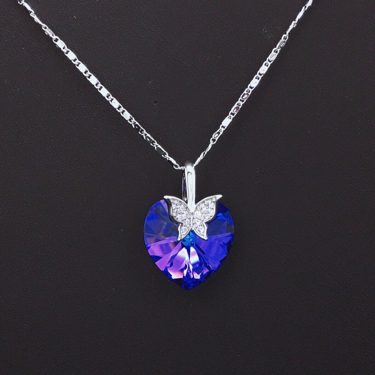 Classic Purple Crystal Butterfly Love Pendant
