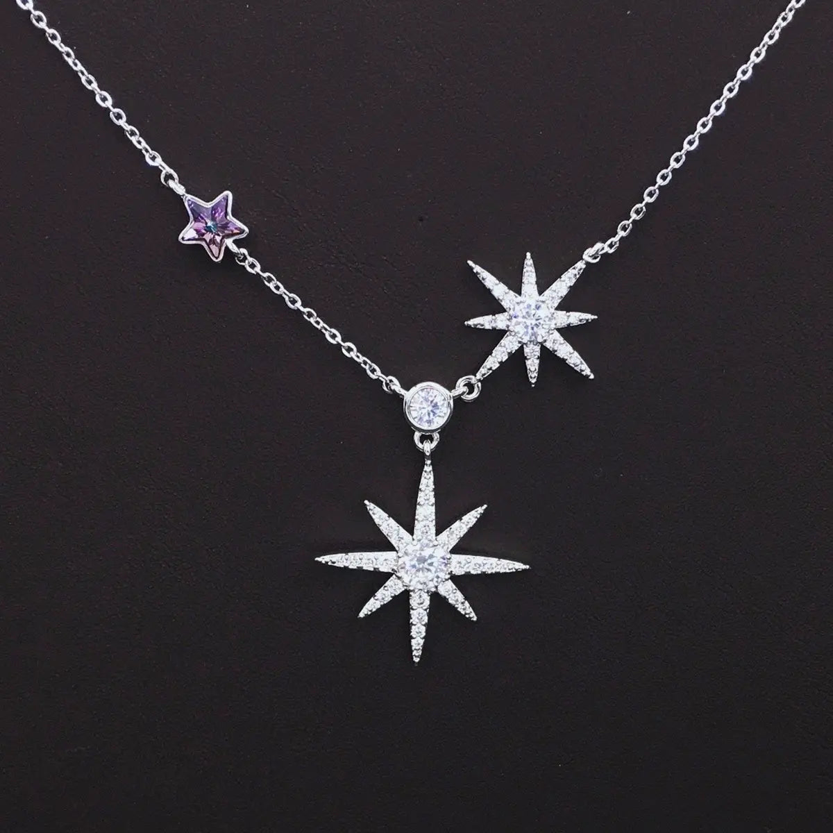 Pendentif Triple Étoile en Cristal Tendance