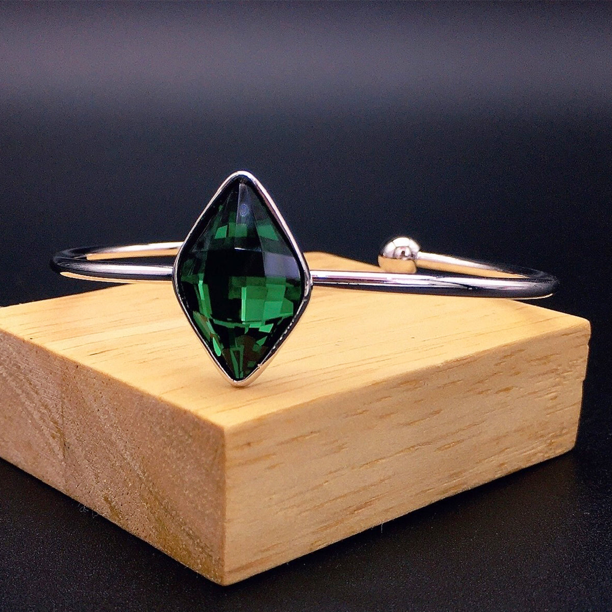 Luxurious Geometry Austrian Crystal Open Bracelet