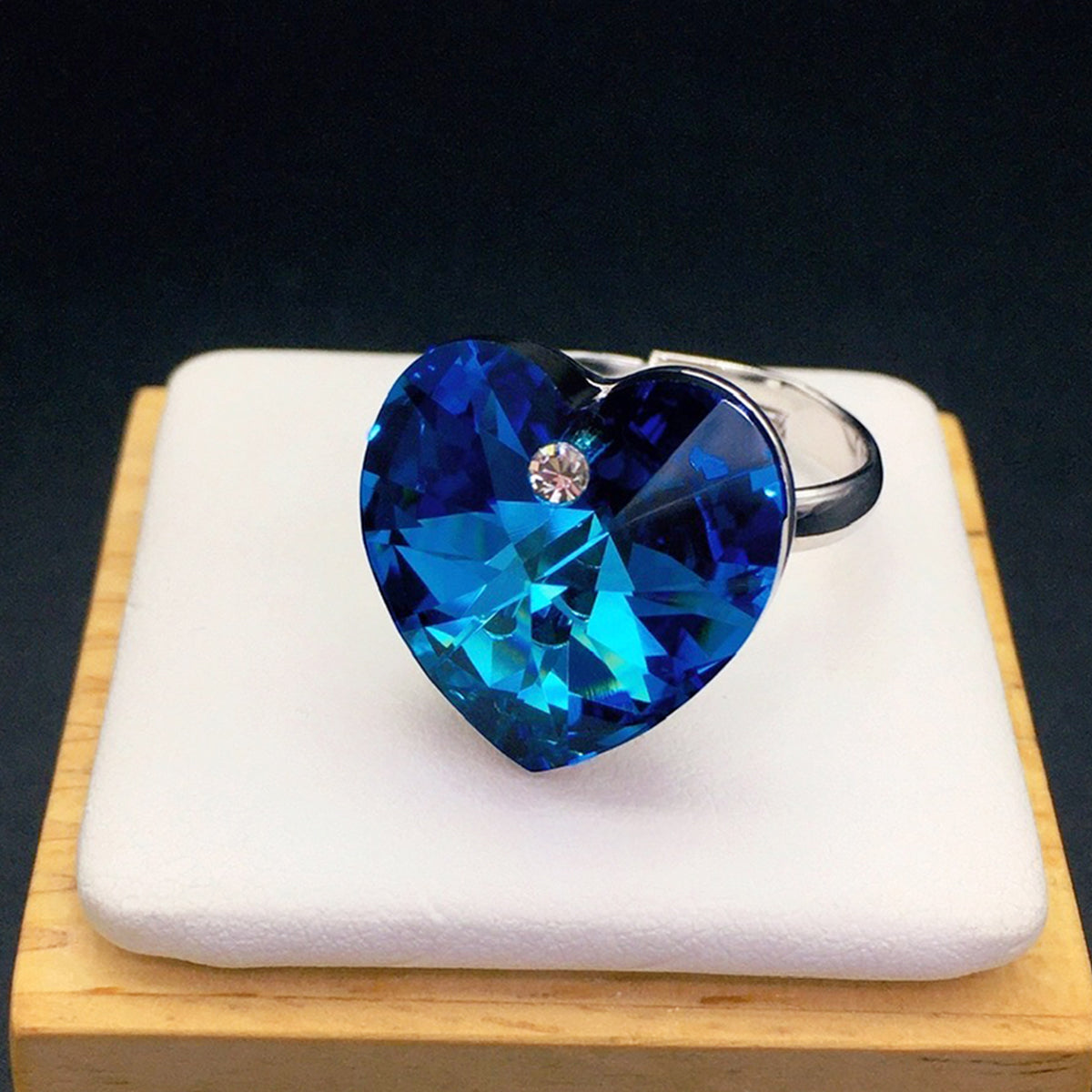 Simple Love Heart Crystal Ring