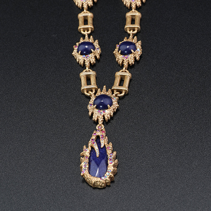 Fashion Purple Gemstone Heavy Industry Necklace Series