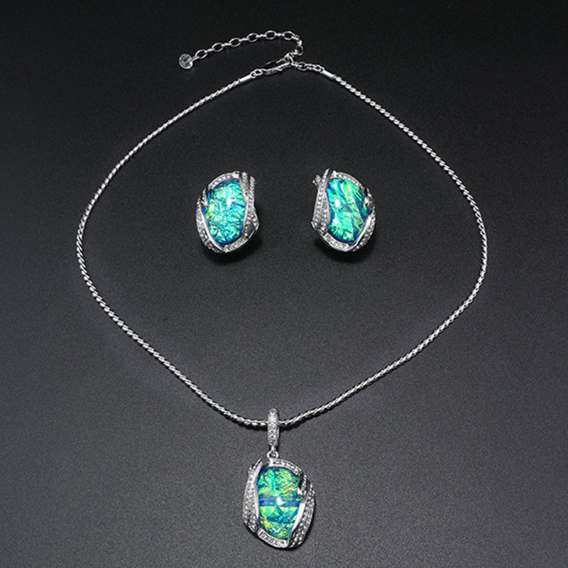 Fashion Fossil Gemstone Set Diamond Necklace Series