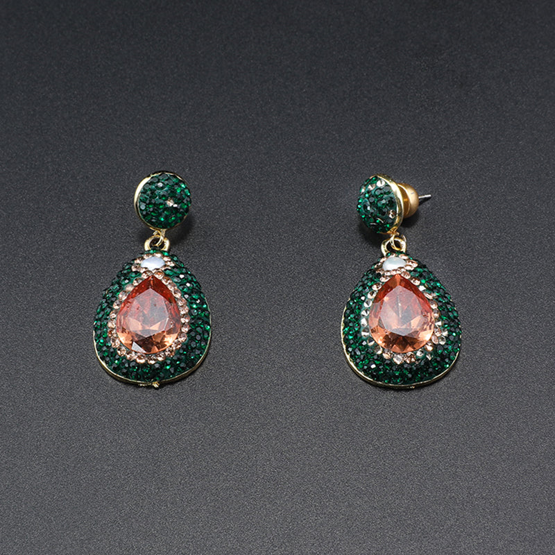 Elegant Gold Jewelry Set with Green and Orange Gemstones for Formal Galas