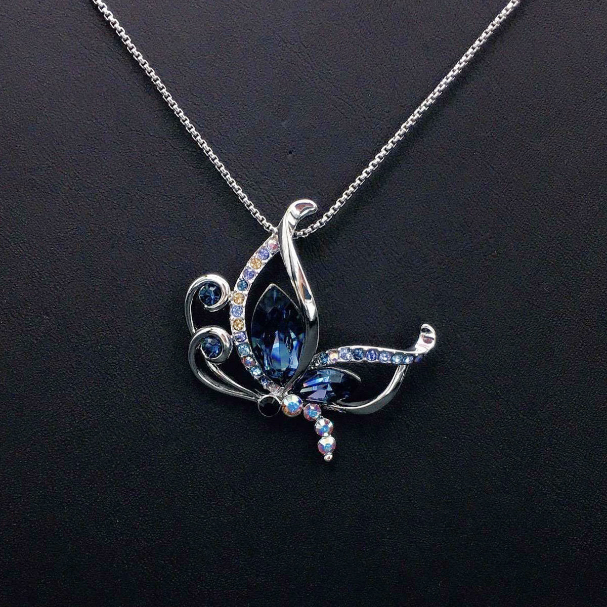 Cute Butterfly Crystal Personalized Pendant Necklace