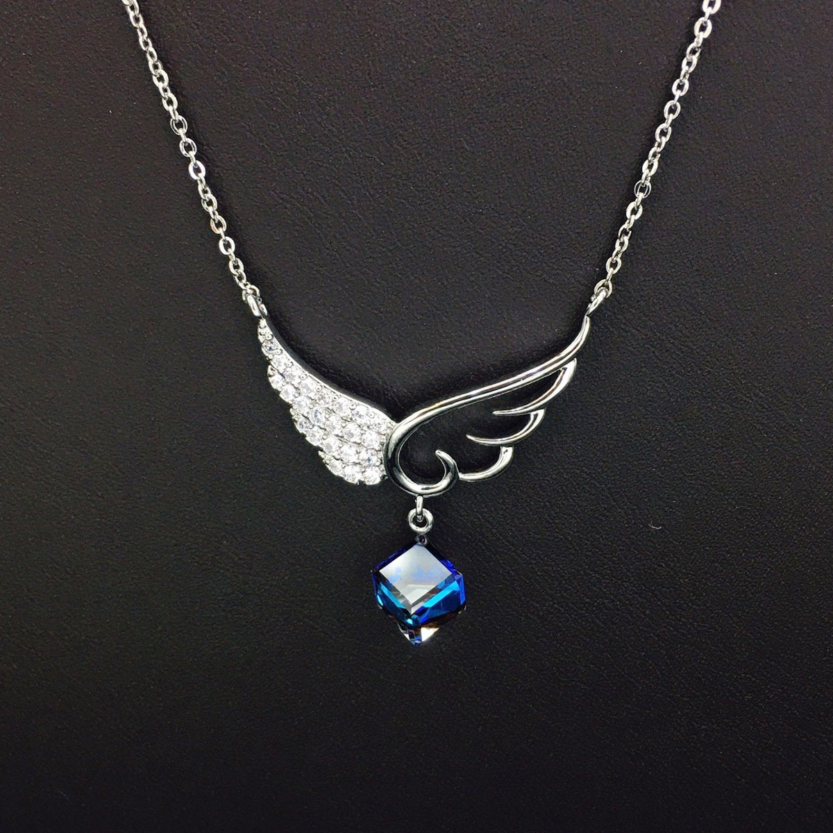Personalized Wings Geometric Crystal Necklace