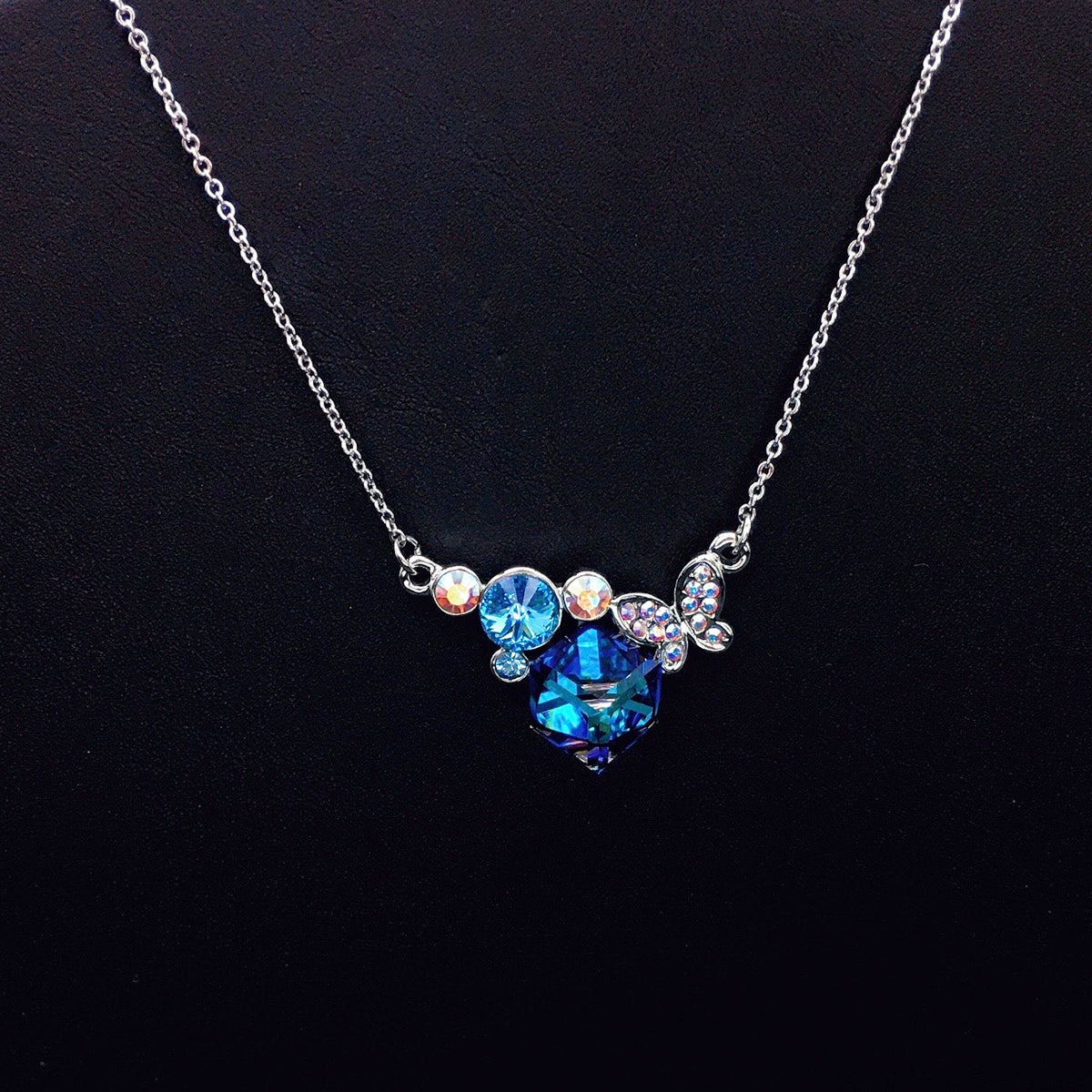 Personalized Geometric Crystal Butterfly Necklace