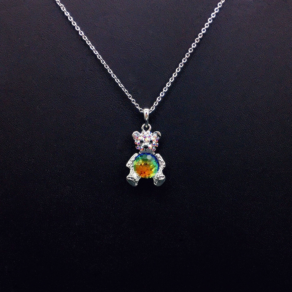 Classic minimalist teddy bear gemstone necklace