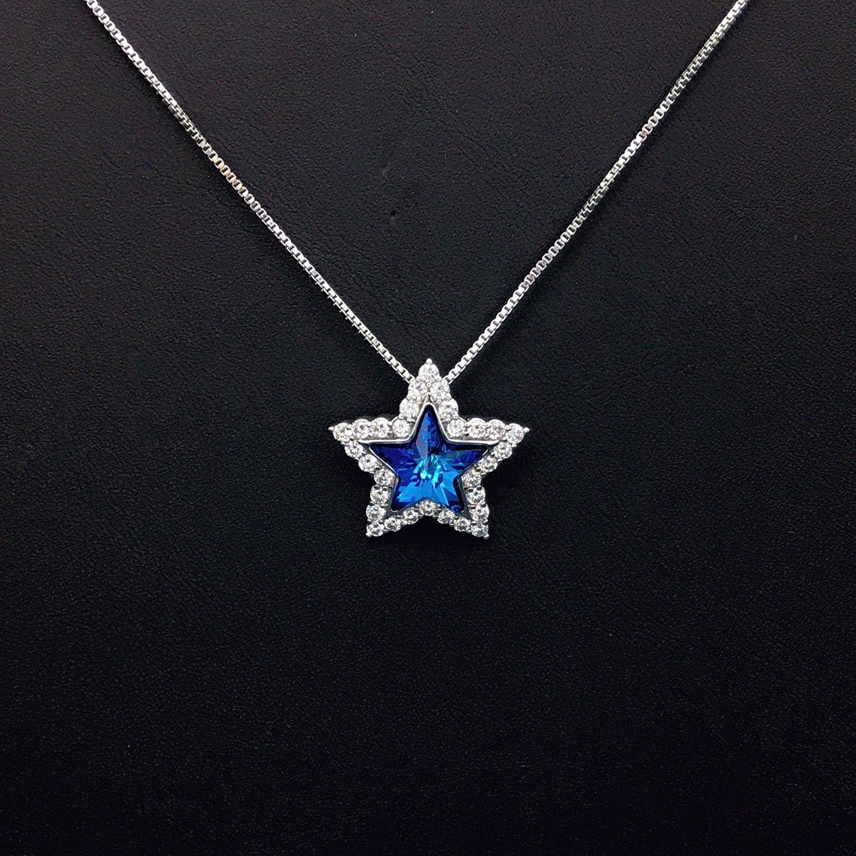 Glamorous Star - Shaped Blue Crystal Necklace for Romantic Dates