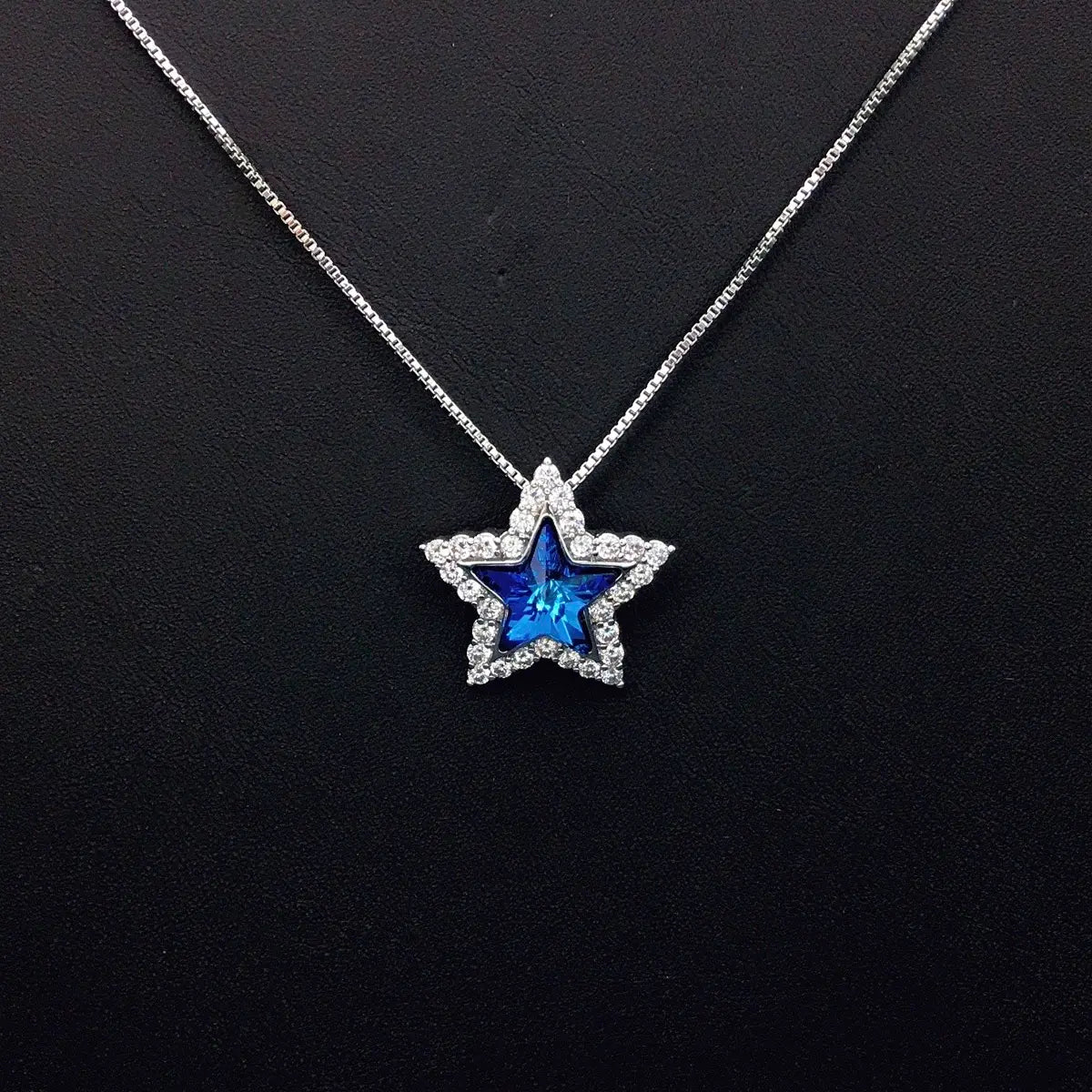 Collier Cristal Bleu Étoile Glamour pour Rendez-vous Romantiques