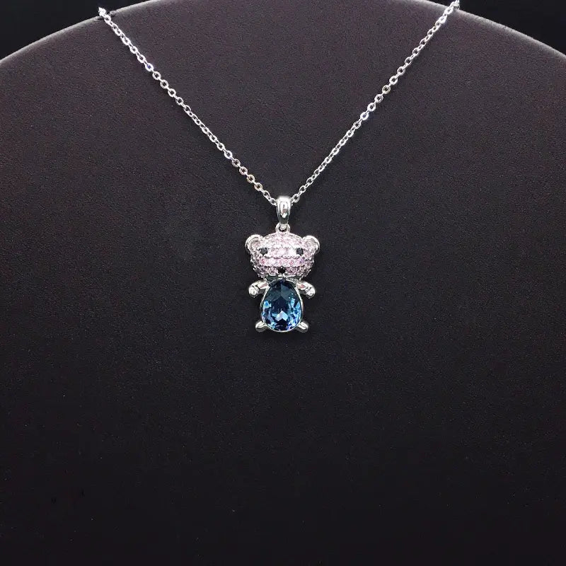 Superbe bijou Ourson en argent et cristal pour occasions spéciales