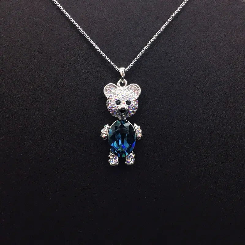 De luxe - Collier pendentif ours en peluche argenté à offrir en cadeau de Noël
