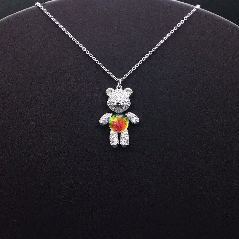 Dazzling Silver and Crystal Teddy Bear Jewelry for Special Occasions
