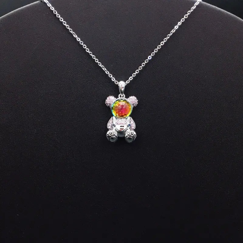 Bijoux Ours en peluche en cristal argenté et rose éblouissant pour les occasions spéciales
