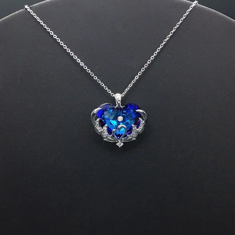 Collier Pendentif Cœur en Cristal Violet Glamour pour Soirées