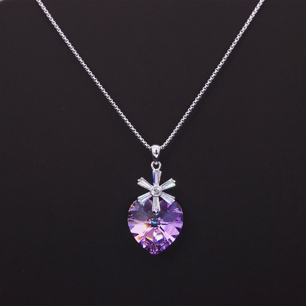 Minimalist Austrian Crystal Flower Love Pendant
