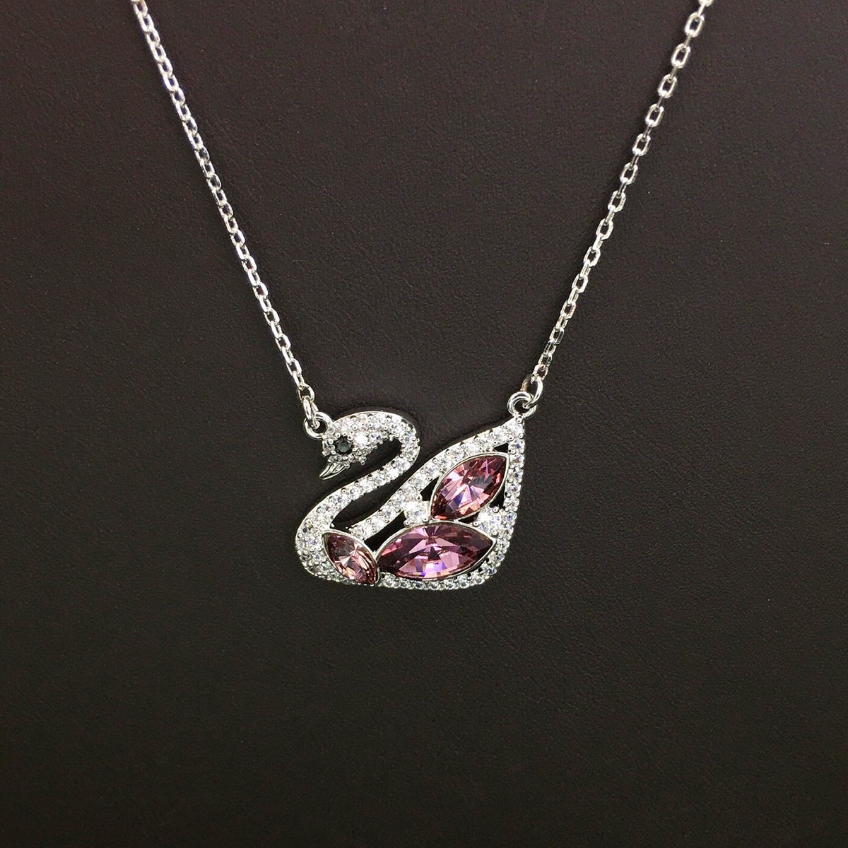 Classic White Swan Austrian Crystal Pendant