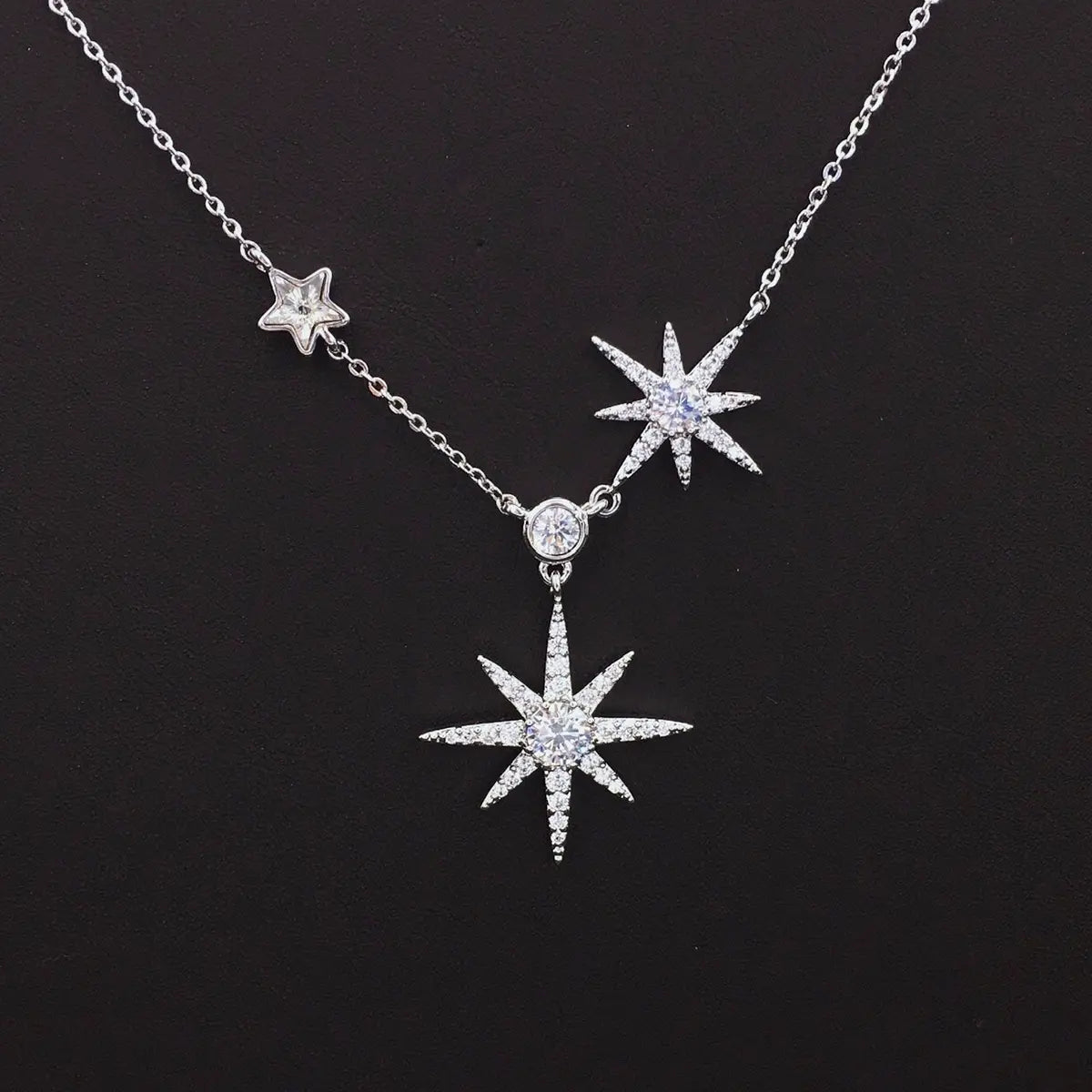 Pendentif Triple Étoile en Cristal Tendance