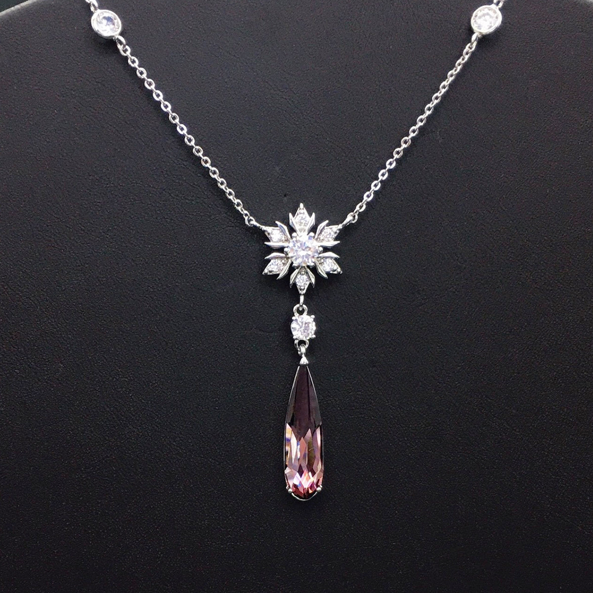 Fashion Snowflake Austrian Crystal Water Drop Pendant