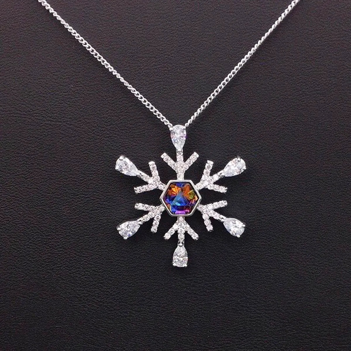 Pendentif flocon de neige en cristal, grand et tendance