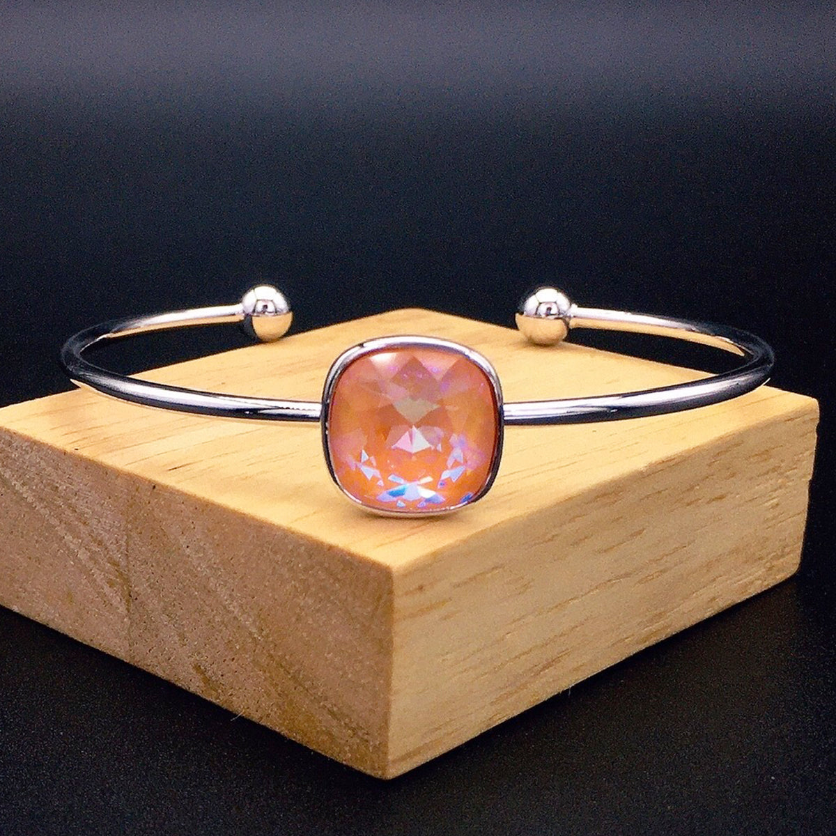 Simple and Sparkling Lucky Sapphire Open Bracelet