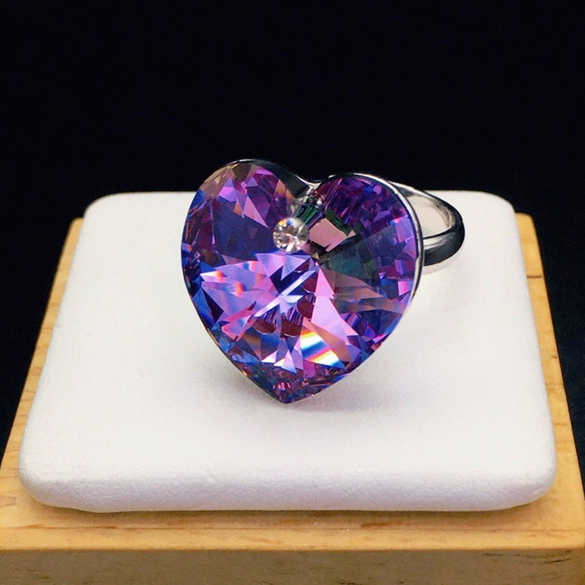 Simple Love Heart Crystal Ring