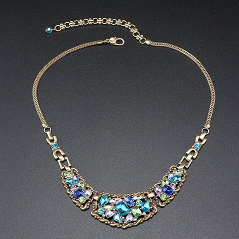 Fashionable retro geometric diamond inlaid series