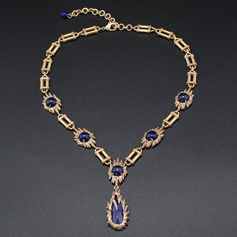 Fashion Purple Gemstone Heavy Industry Necklace Series