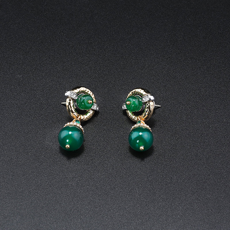 Fashion diamond inlaid green agate necklace series