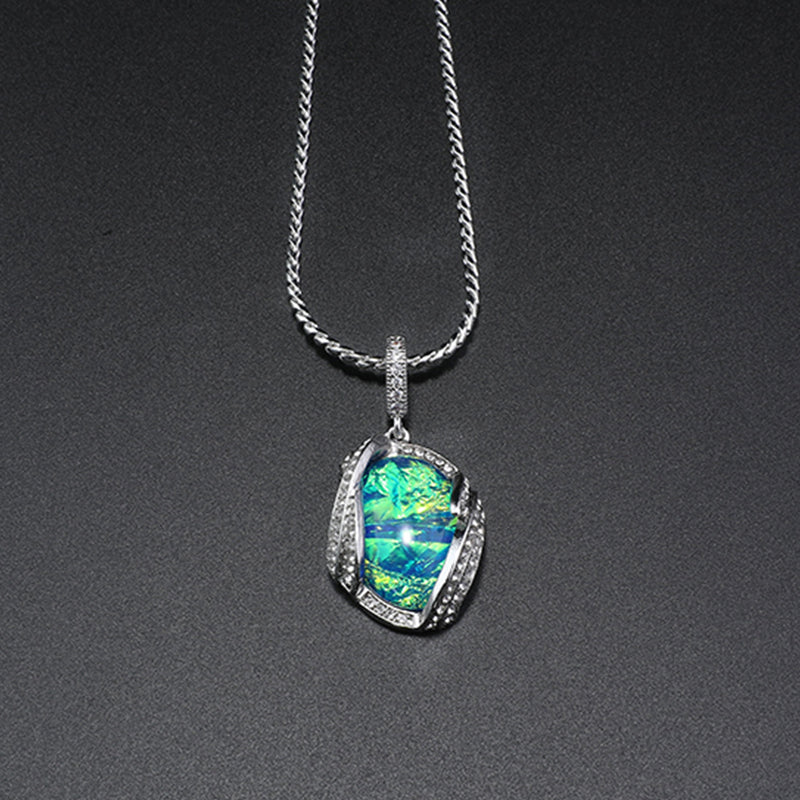 Fashion Fossil Gemstone Set Diamond Necklace Series