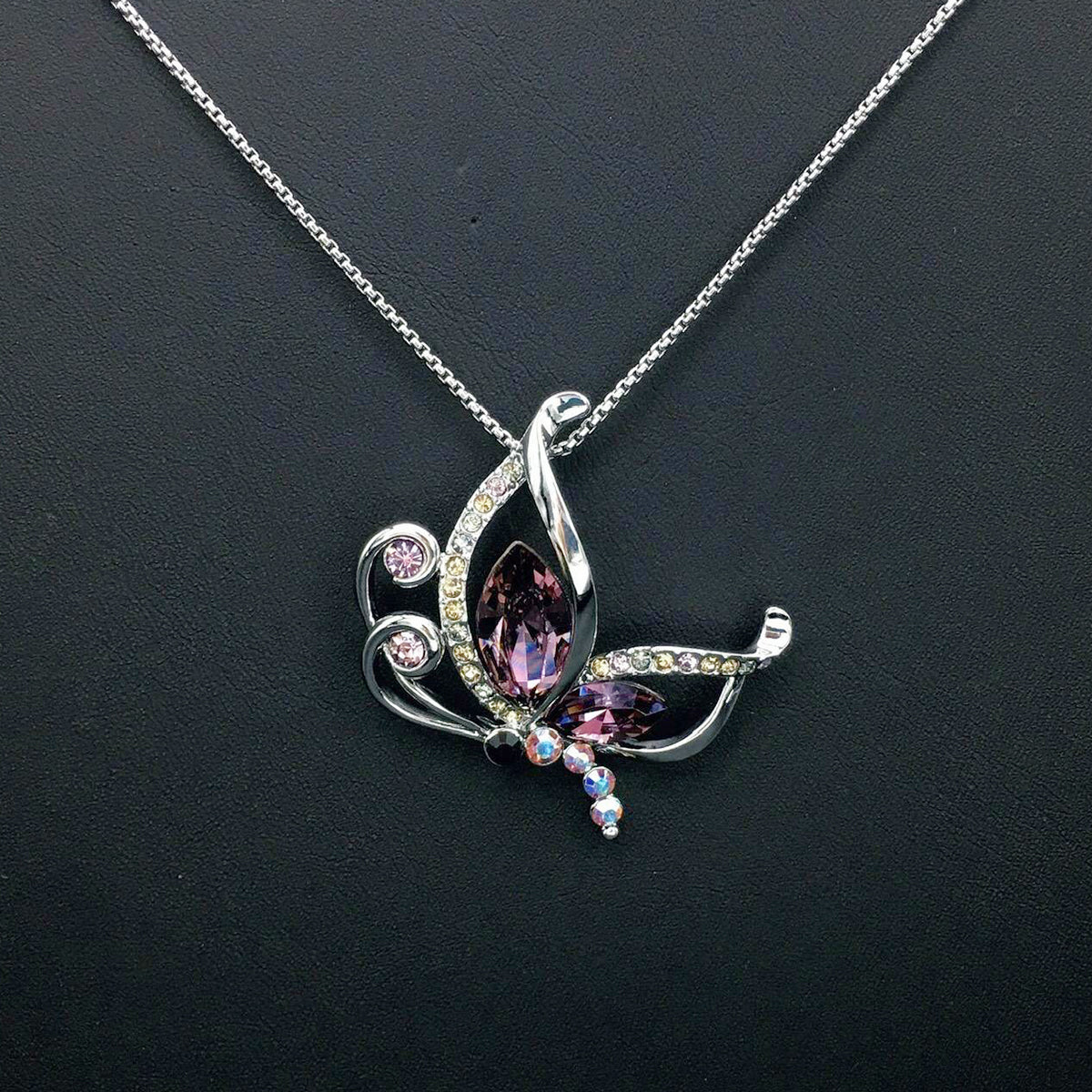 Cute Butterfly Crystal Personalized Pendant Necklace