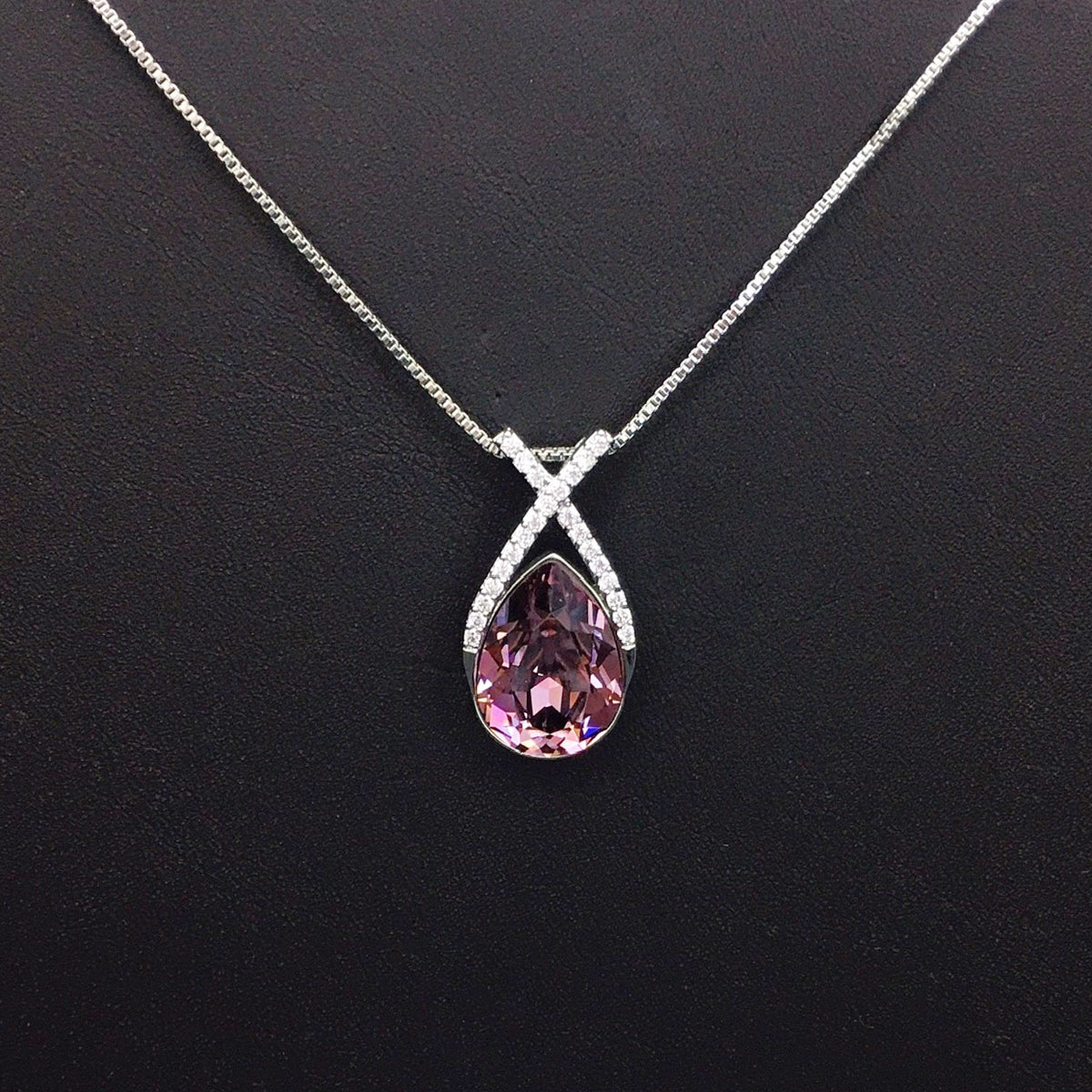 Classic droplet shaped crystal personalized necklace