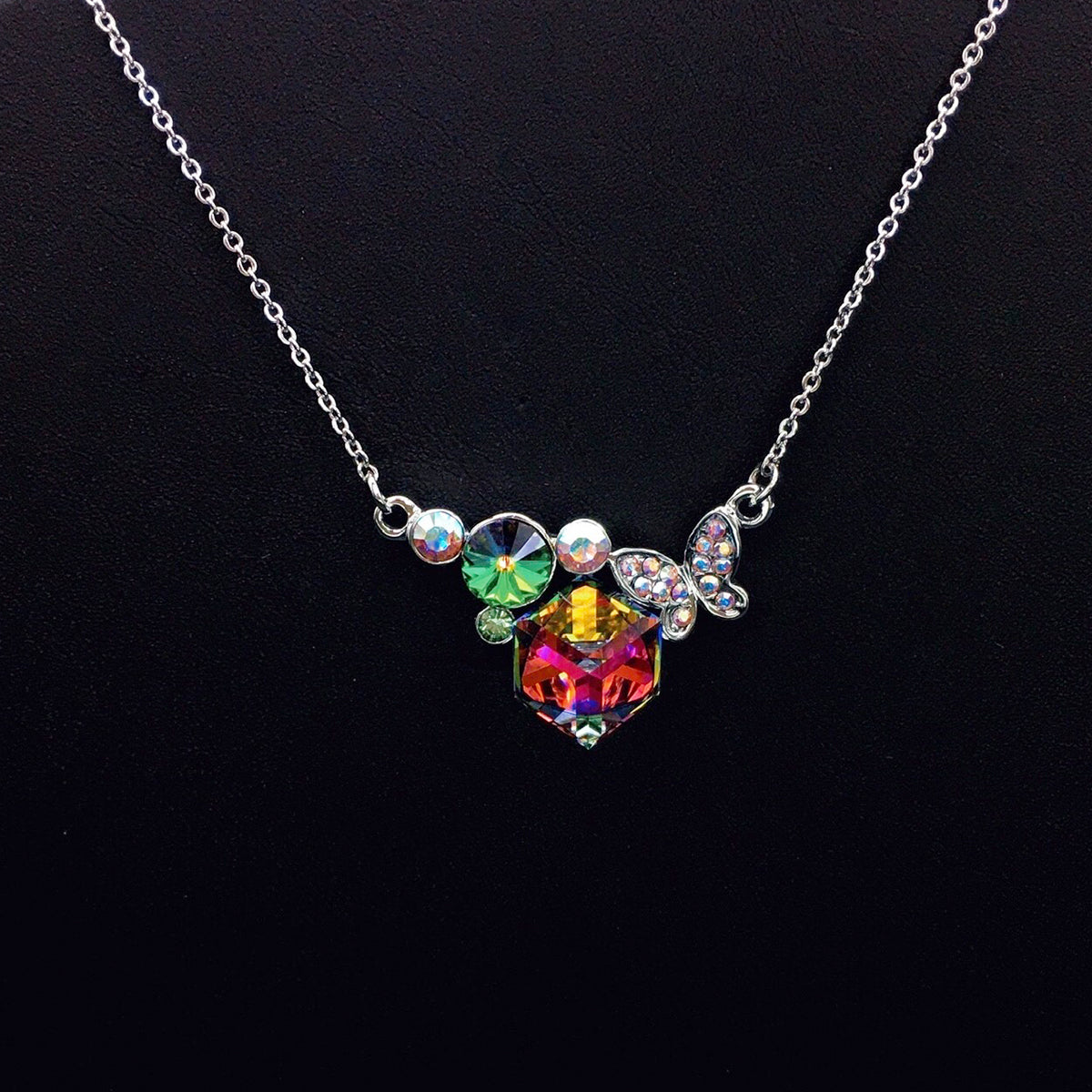 Personalized Geometric Crystal Butterfly Necklace