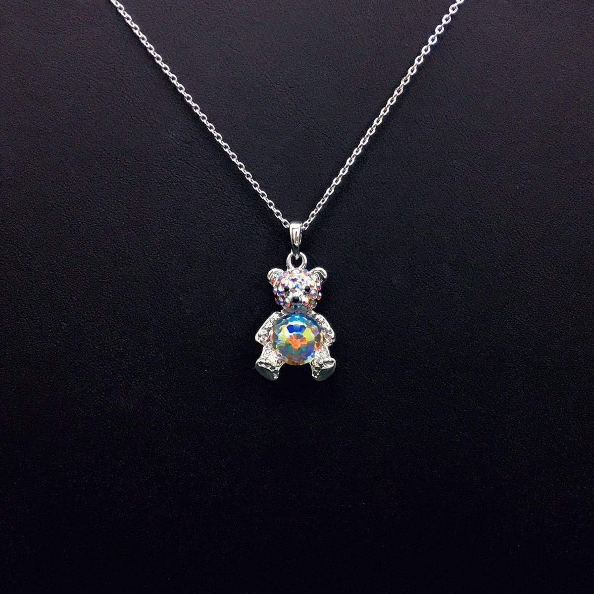 Classic minimalist teddy bear gemstone necklace