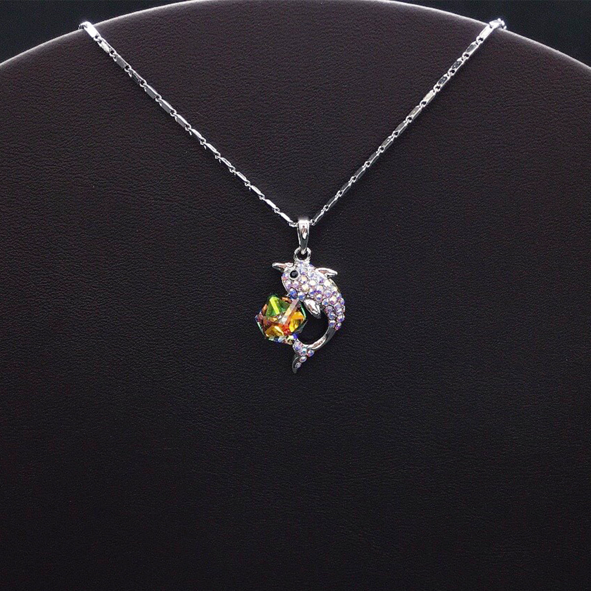 Glamorous Dolphin Blue Crystal Necklace for Romantic Dates