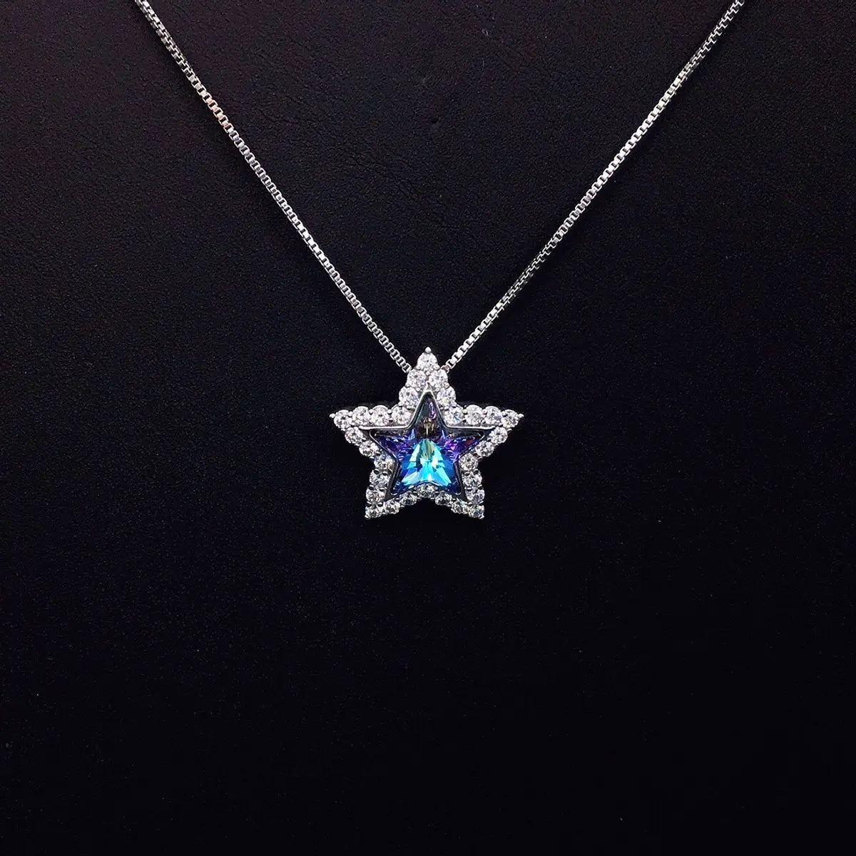Collier Cristal Bleu Étoile Glamour pour Rendez-vous Romantiques
