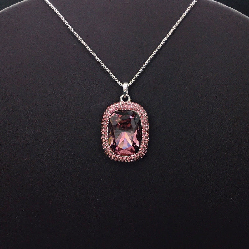 Trendy Aurora Borealis Rectangle Crystal Necklace for Casual Outings & Night Outs