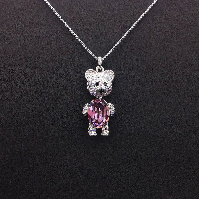 De luxe - Collier pendentif ours en peluche argenté à offrir en cadeau de Noël