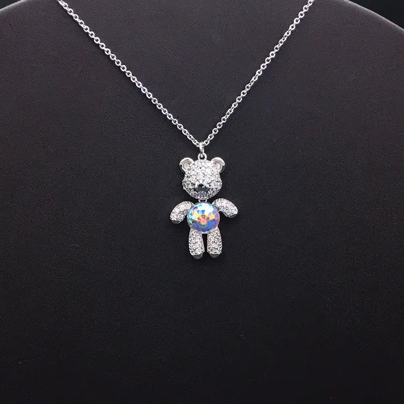 Bijoux oursons en argent étincelant et cristal pour occasions spéciales