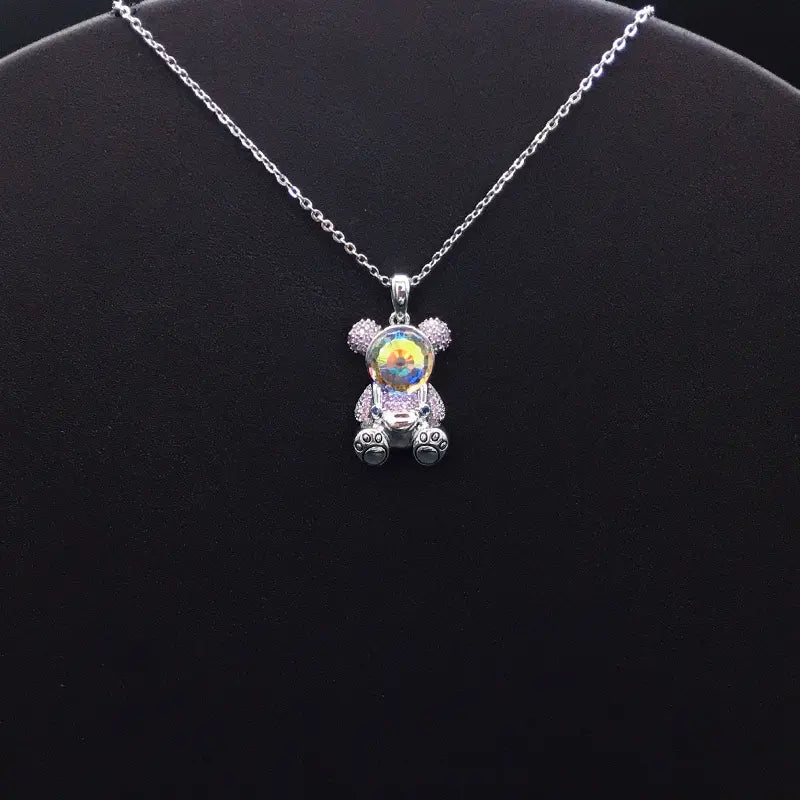 Bijoux Ours en peluche en cristal argenté et rose éblouissant pour les occasions spéciales