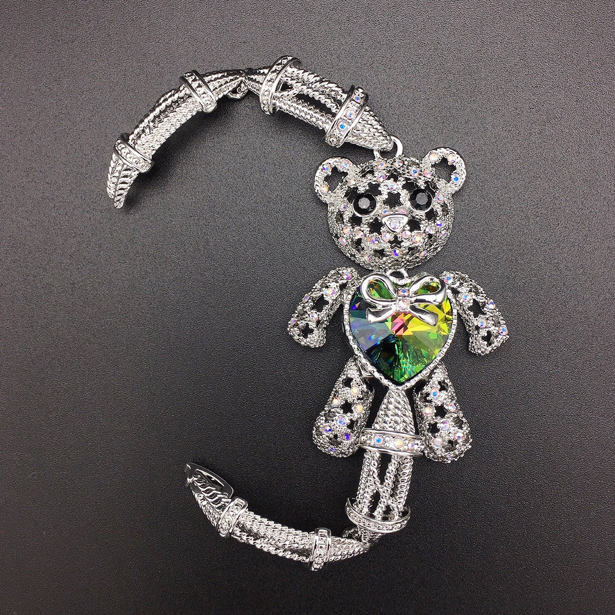 Fashionable diamond studded cute teddy bear bracelet